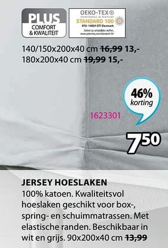 Jysk Jersey hoeslaken aanbieding