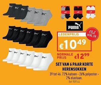 Set van 6 paar korte herensokken