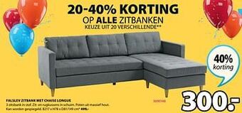 Jysk Falslev zitbank met chaise longue aanbieding