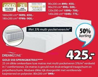 Jysk Gold s50 springmatras aanbieding