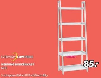 Jysk Herning boekenkast 5 schappen aanbieding