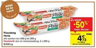 Carrefour Dun en rond pizzadeeg aanbieding