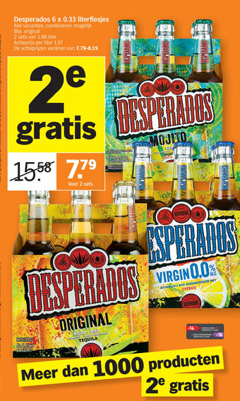 Albert Heijn Desperados 6 x 0.33 literflesjes aanbieding
