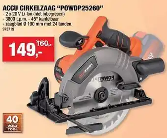 Hubo Powerplus accu cirkelzaag powdp25260 aanbieding