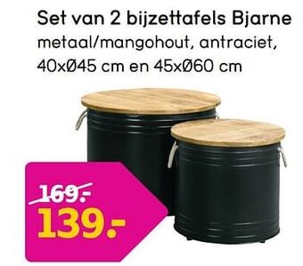 Leen Bakker Set van 2 bijzettafels bjarne aanbieding