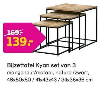 Leen Bakker Bijzettafel kyan set van 3 aanbieding
