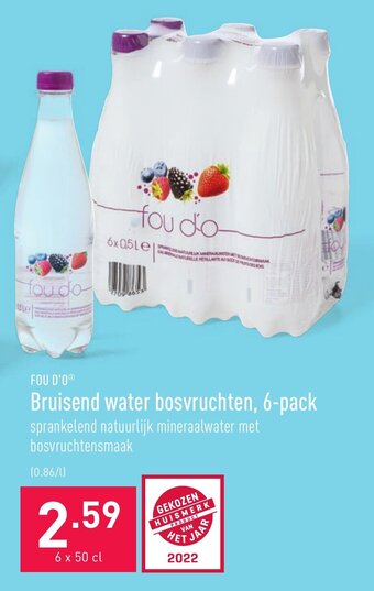 ALDI Fou D'O Bruisend water bosvruchten, 6-pack aanbieding