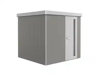 Brico Biohort tuinhuis Neo V2.1 GR2 B + deur kwartsgrijs/zilver 236x236cm aanbieding