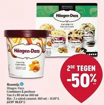 Delhaize Roomijs häagen-dazs salted caramel aanbieding