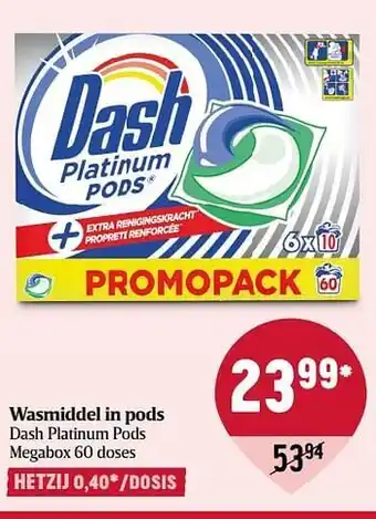 Delhaize Wasmiddel in pods dash platinum pods megabox aanbieding