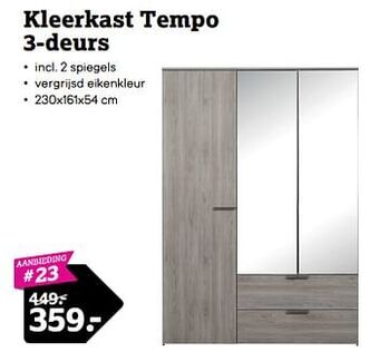Leen Bakker Kleerkast tempo 3-deurs aanbieding