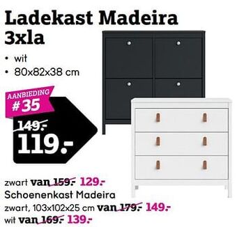 Leen Bakker Ladekast madeira 3xla aanbieding