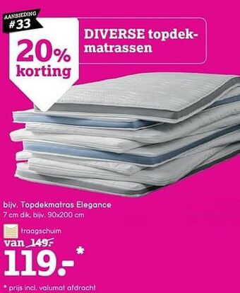 Leen Bakker Topdekmatras elegance aanbieding