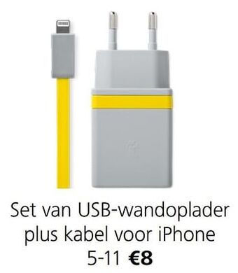 Set van usb-wandoplader plus kabel voor iphone
