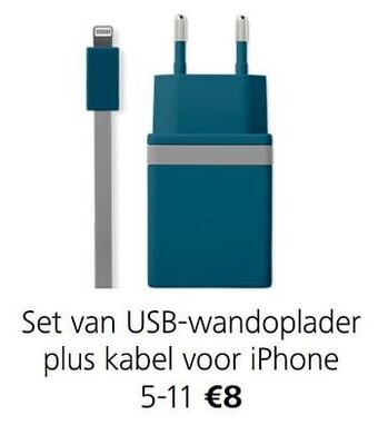 Set van usb-wandoplader plus kabel voor iphone