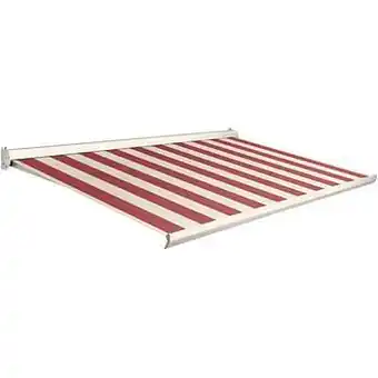 Brico Domasol zonnetent manueel ’Factor 10-C’ rood/witte strepen 450 x 300 cm aanbieding