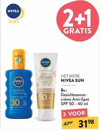 Di Nivea Sun Gezichtszonne Crème Anti Spot Spf 50 aanbieding