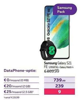 Proximus Samsung galaxy s21 fe 128gb 5g + galaxy watch 4 aanbieding
