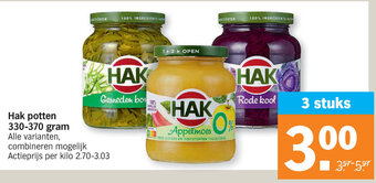 Albert Heijn Hak potten 330-370 gram aanbieding