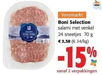 Colruyt Boni selection salami met venkel aanbieding