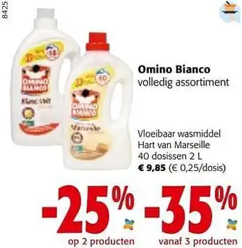 Colruyt Omino bianco vloeibaar wasmiddel hart van marseille aanbieding
