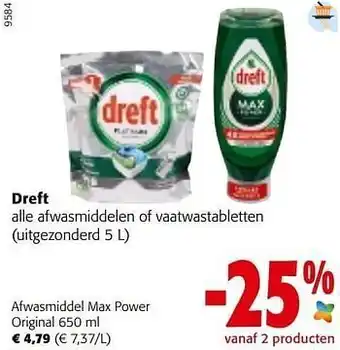 Colruyt Dreft afwasmiddel max power original aanbieding