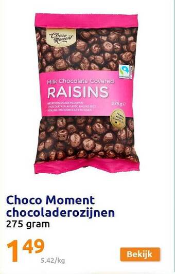 Action Choco Moment Chocoladerozijnen aanbieding