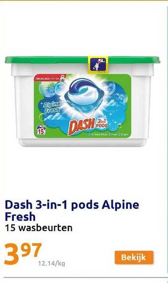 Action Dash 3 In 1 Pods Alpine Fresh aanbieding