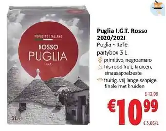 Colruyt Puglia i.g.t. rosso 2020-2021 puglia - italië aanbieding