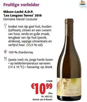 Colruyt Mâcon-loché a.o.p. les longues terres 2018 domaine marcel couturier aanbieding
