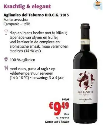 Colruyt Aglianico del taburno d.o.c.g. 2015 fontanavecchia campania - italië aanbieding