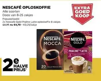 Jumbo Nescafé gold praline latte oploskoffie 8 zakjes aanbieding