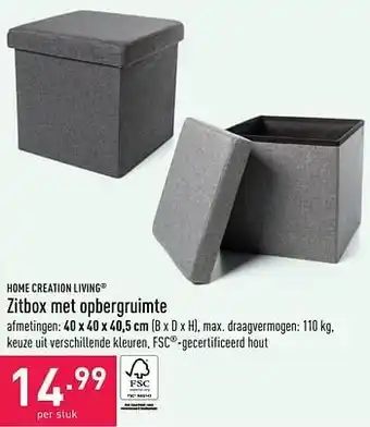 Zitbox met opbergruimte