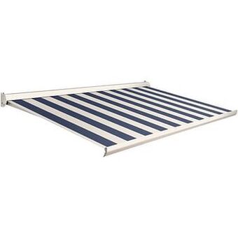 Brico Domasol zonnetent manueel ’Factor 10-C’ blauw/witte strepen 350 x 250 cm aanbieding