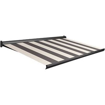 Brico Domasol zonnetent elektrisch ’Factor 10-A’ grijs/wit brede strepen 350 x 300 cm aanbieding