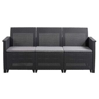 Leen Bakker Keter 3-zits loungezetel Emma - antracietkleur - 74x163x65 cm - Leen Bakker aanbieding