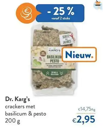 OKay Dr. karg’s crackers met basilicum + pesto aanbieding