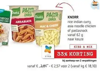Knorr rice indian curry, asia noodle chicken of pastasnack