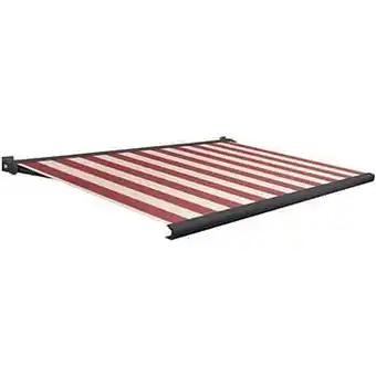 Brico Domasol zonnetent elektrisch met afstandsbediening ’Factor 20-A’ rood/witte strepen 350 x 300 cm aanbieding