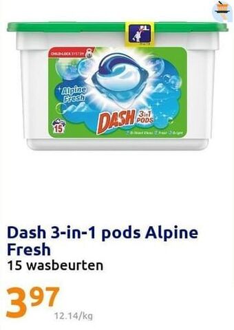 Action Dash 3-in-1 pods alpine fresh aanbieding
