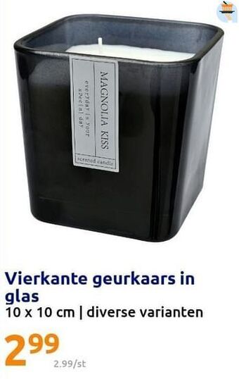 Action Vierkante geurkaars in glas aanbieding