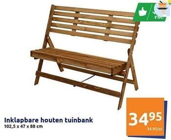 Action Inklapbare houten tuinbank aanbieding