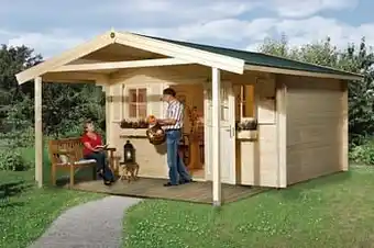 Brico Weka tuinhuis met overkapping 110 Type A GR1 380x500cm aanbieding