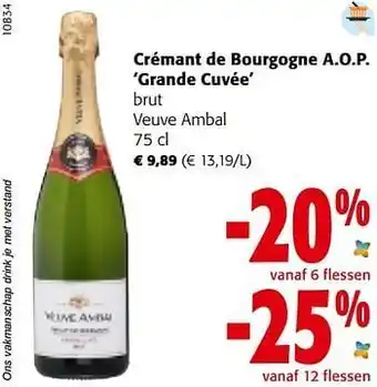 Colruyt Crémant de bourgogne a.o.p. grande cuvée brut veuve ambal aanbieding
