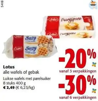 Colruyt Lotus luikse wafels met parelsuiker aanbieding