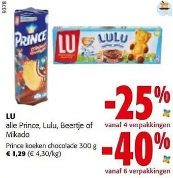 Colruyt Lu prince koeken chocolade aanbieding
