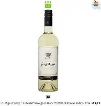 Colruyt Miguel torres las mulas sauvignon blanc 2020 d.o. central valley - chili aanbieding