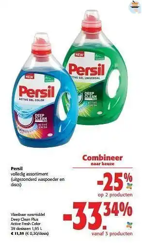 Colruyt Persil vloeibaar wasmiddel deep clean plus active fresh color aanbieding