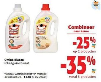 Colruyt Omino bianco vloeibaar wasmiddel hart van marseille aanbieding