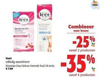Colruyt Veet waxstrips easy-gelwax normale huid aanbieding